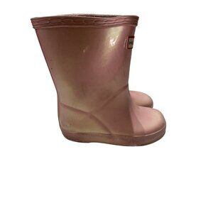 Hunter Kids Pink Gloss Rain Boots Size 8